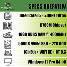 Load image into Gallery viewer, 14th Gen Intel Core i5 DDR5 Extra Storage Deca-Core High Performance Desktop PC