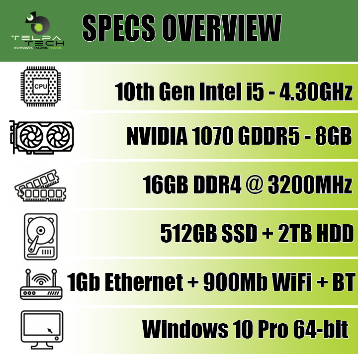 10th Gen Intel Core i5 High-End Desktop PC – TelpaTech