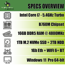 Load image into Gallery viewer, 14th Gen Intel Core i7 DDR5 Extra Storage Deca-Core High Performance Desktop PC
