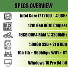 Load image into Gallery viewer, 12th Generation Intel Core i7 Extreme Performance Workstation PC
